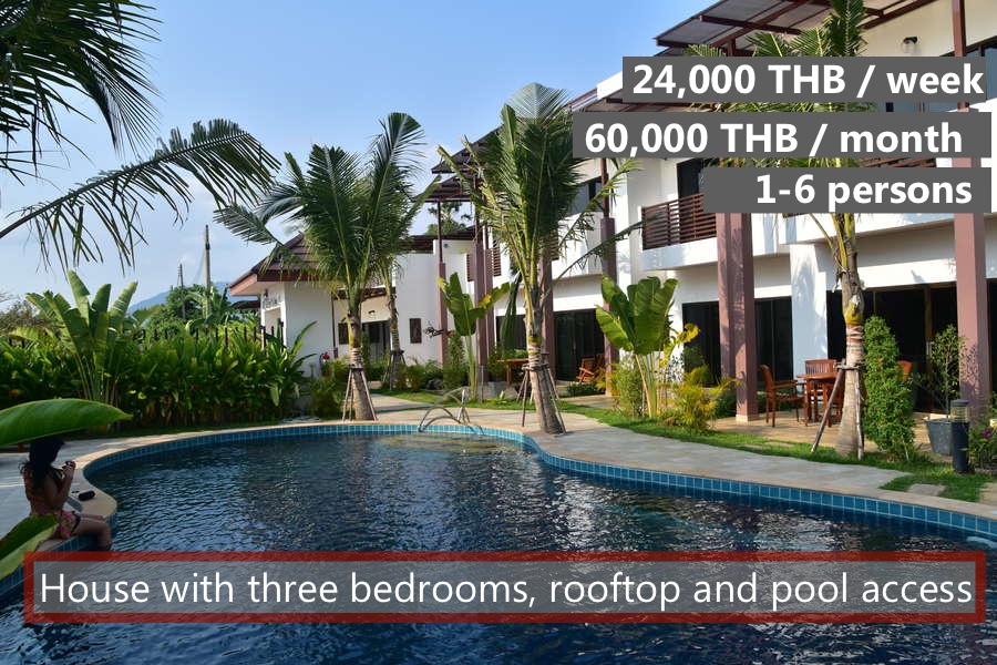 E Rent a big luxury house with roof-top terrace and pool access in Rayong