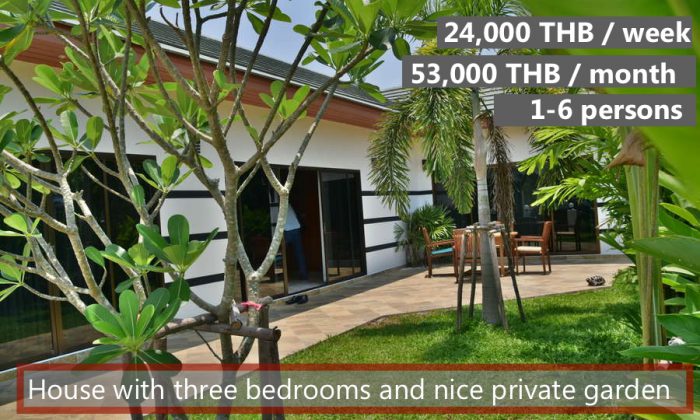 E Holiday house for rent at the beach in Rayong, with 3 bedrooms, 2 common pools